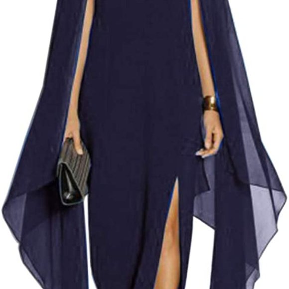 Mayfasey Dresses & Skirts - Mayfasey Royal Blue Elegant High Slit Evening Gown Size M